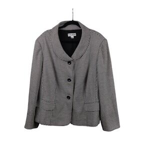 John Meyer of‎ Norwich Womens Black White Houndstooth Blazer Jacket Size 22W